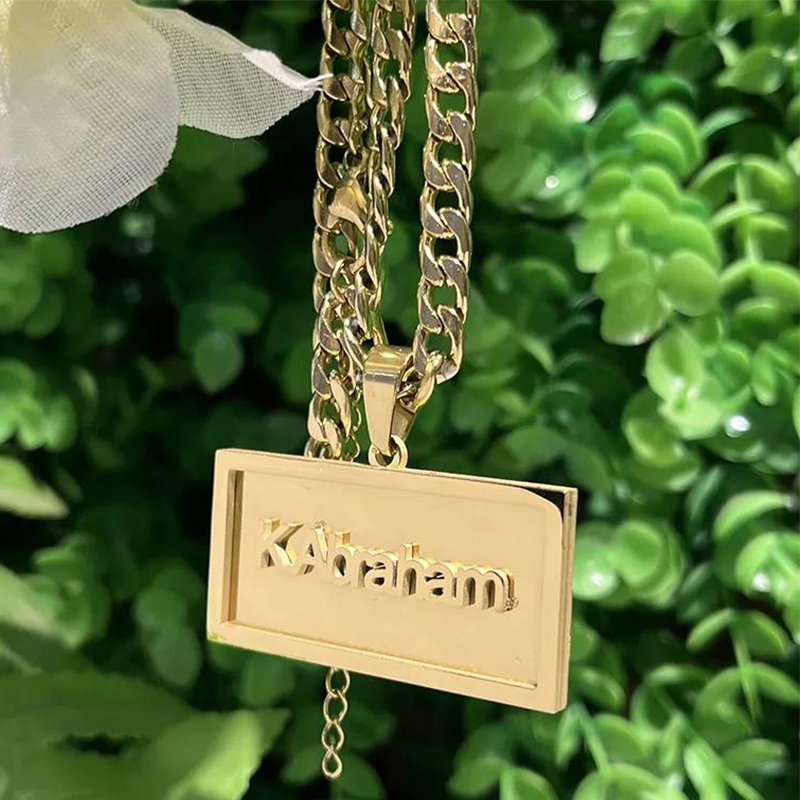 Engraved Name Necklace - Custom Name Hip Hop Necklace for