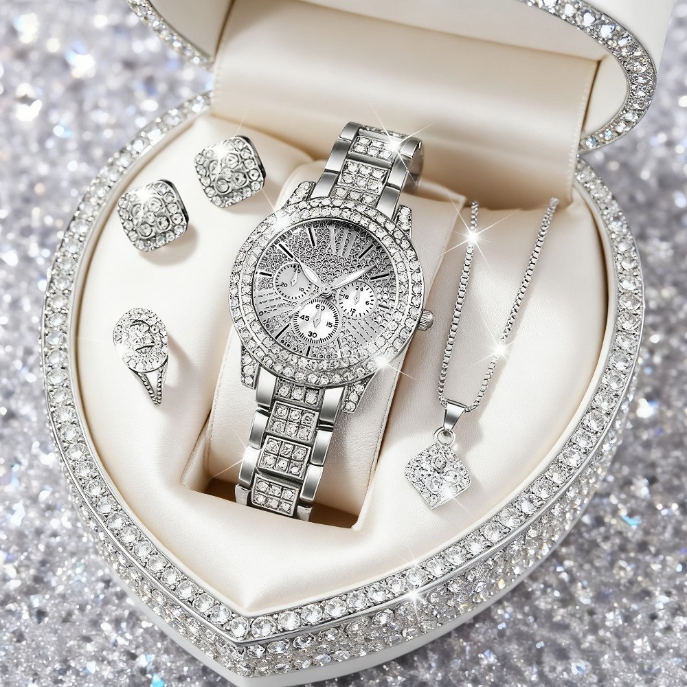 Jewelry Or Watches - 5pcs/set, Elegant Women'S Watch Jewelry Set,