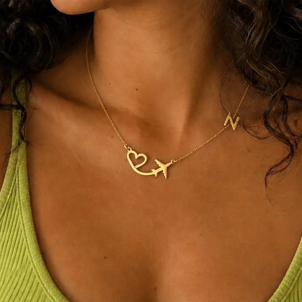 Personalized Heart Airplane In - огляд і ціна Engraved Name Necklace