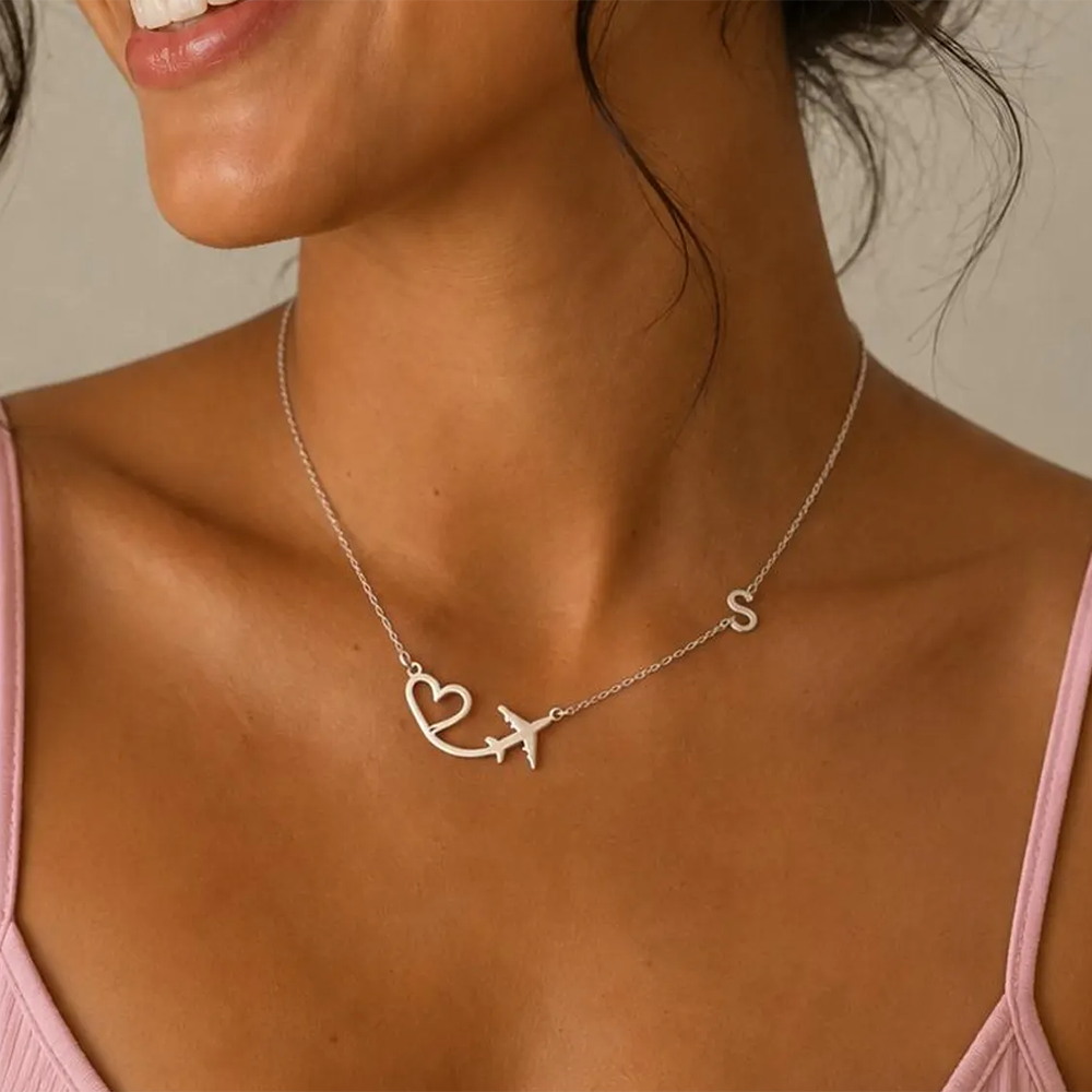 Personalized Heart Airplane In - огляд і ціна Engraved Name Necklace
