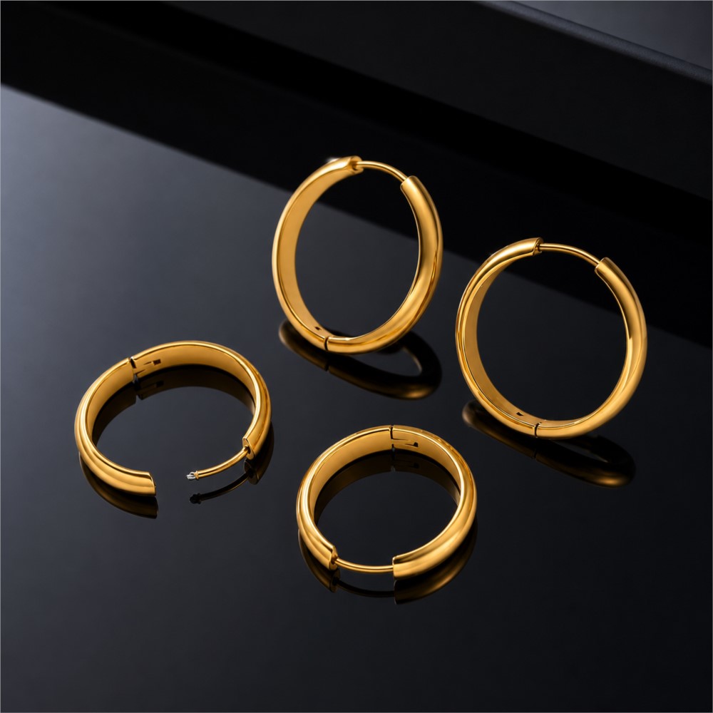 4Pcs Stainless Steel Round Hoo - огляд і ціна Hoop Earrings