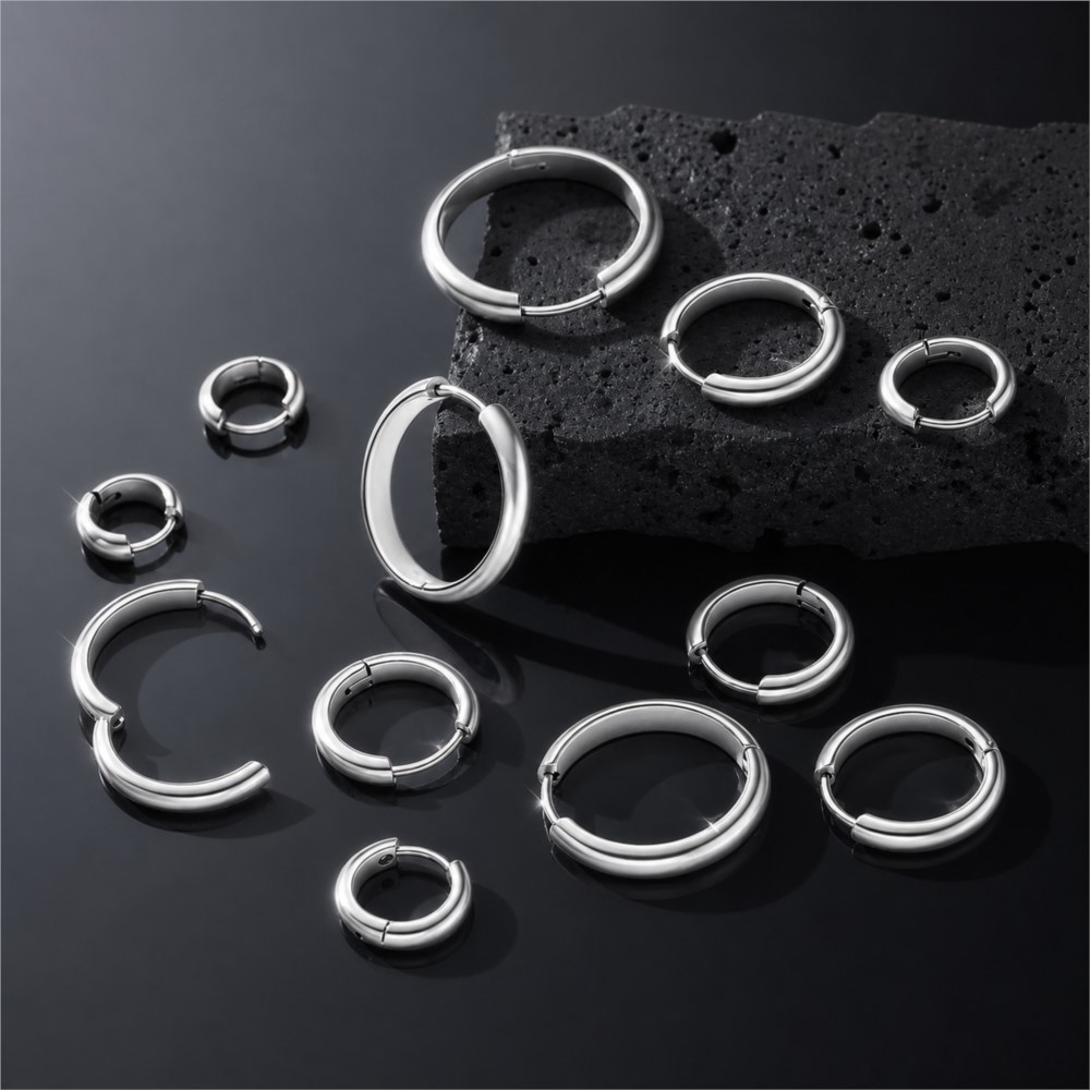 4Pcs Stainless Steel Round Hoo - огляд і ціна Hoop Earrings