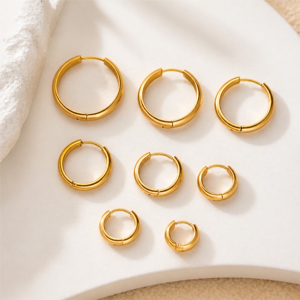 4Pcs Stainless Steel Round Hoo - огляд і ціна Hoop Earrings