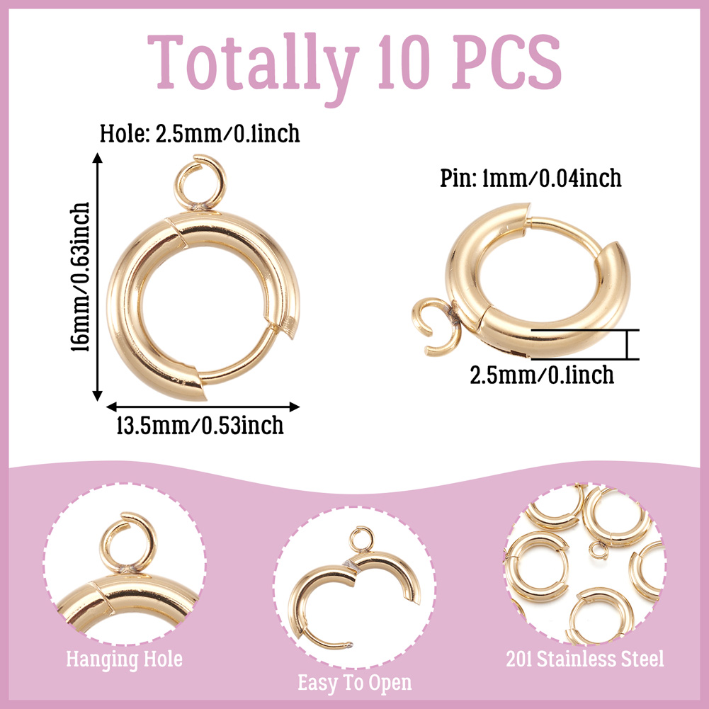 10pcs 201 Stainless Steel Hugg - огляд і ціна Hoop Earrings