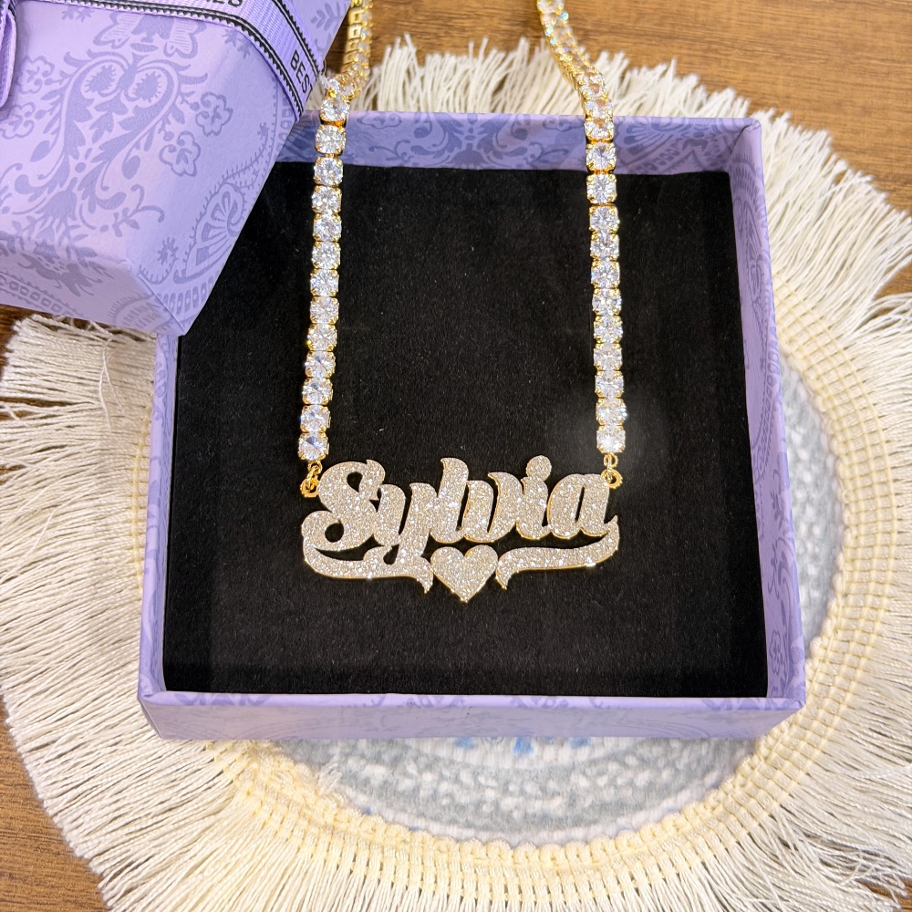 DUOYING Custom Bling Name Hoop - огляд і ціна Engraved Name Necklace