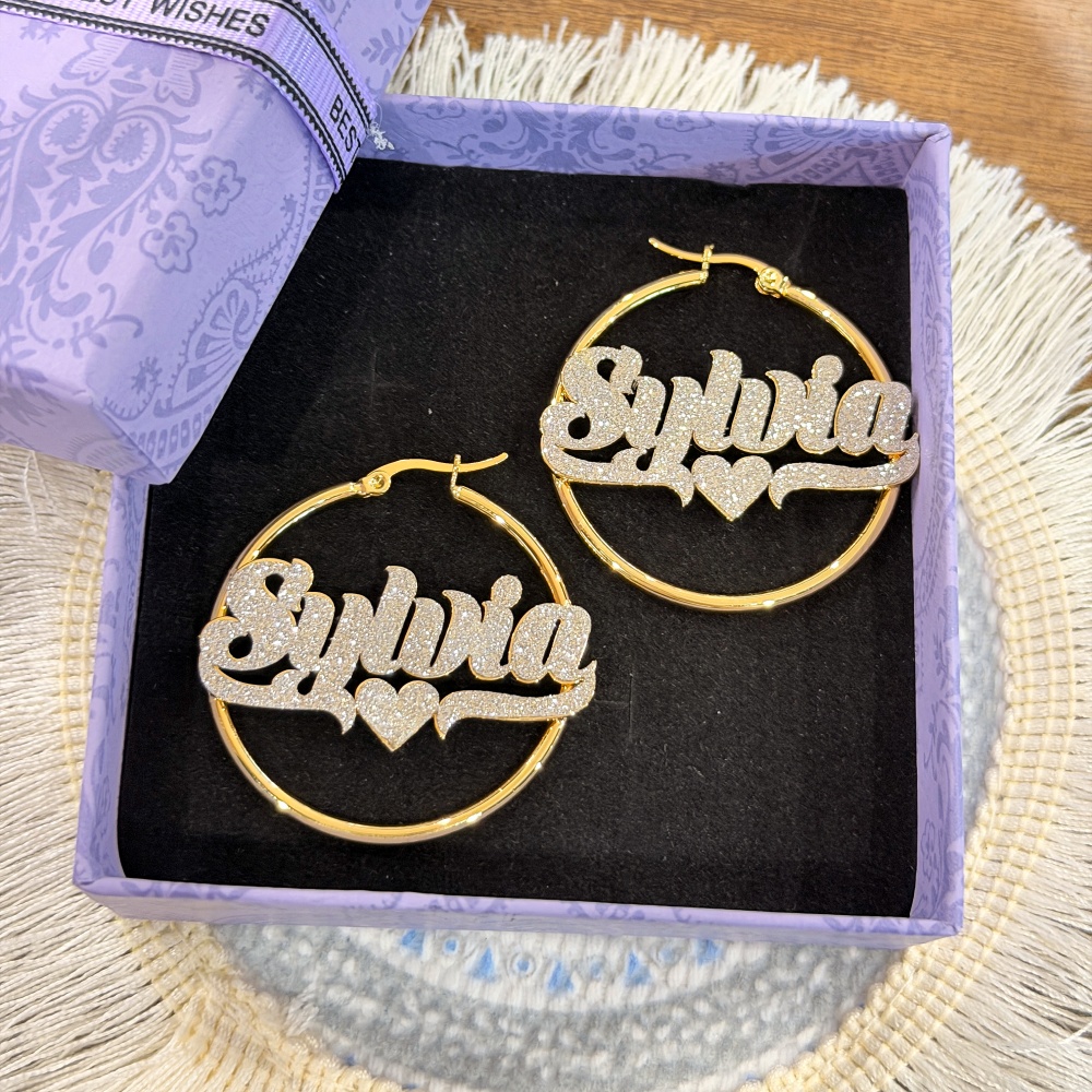 DUOYING Custom Bling Name Hoop - огляд і ціна Engraved Name Necklace
