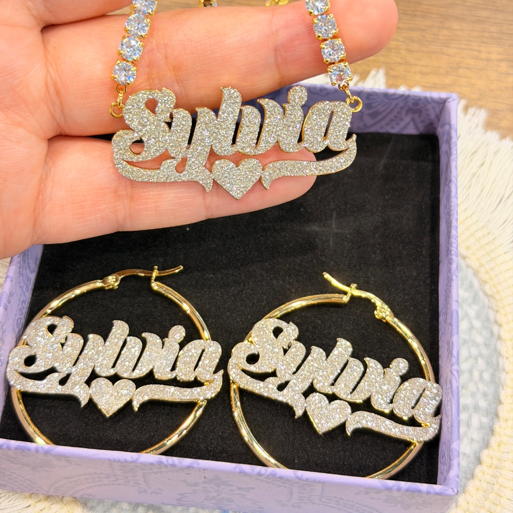 DUOYING Custom Bling Name Hoop - огляд і ціна Engraved Name Necklace