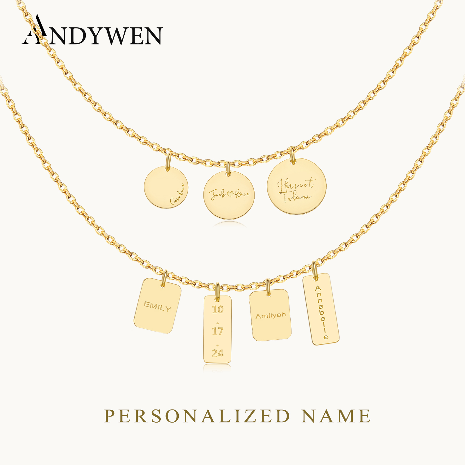 ANDYWEN 925 Sterling Silver Pe - огляд і ціна Engraved Name Necklace