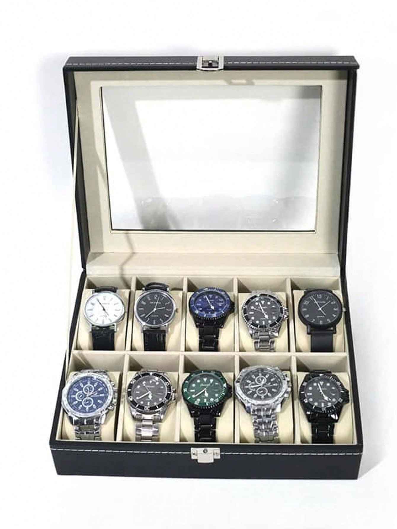 Leather Watch Box with Lock, L - огляд і ціна Jewelry Style Watches